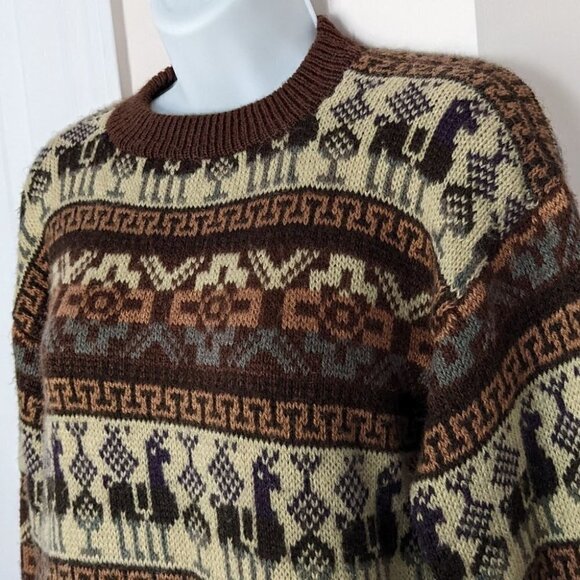 Chompa Peruvian alpaca wool crew nec sweater size Small medium B3 - Picture 5 of 7